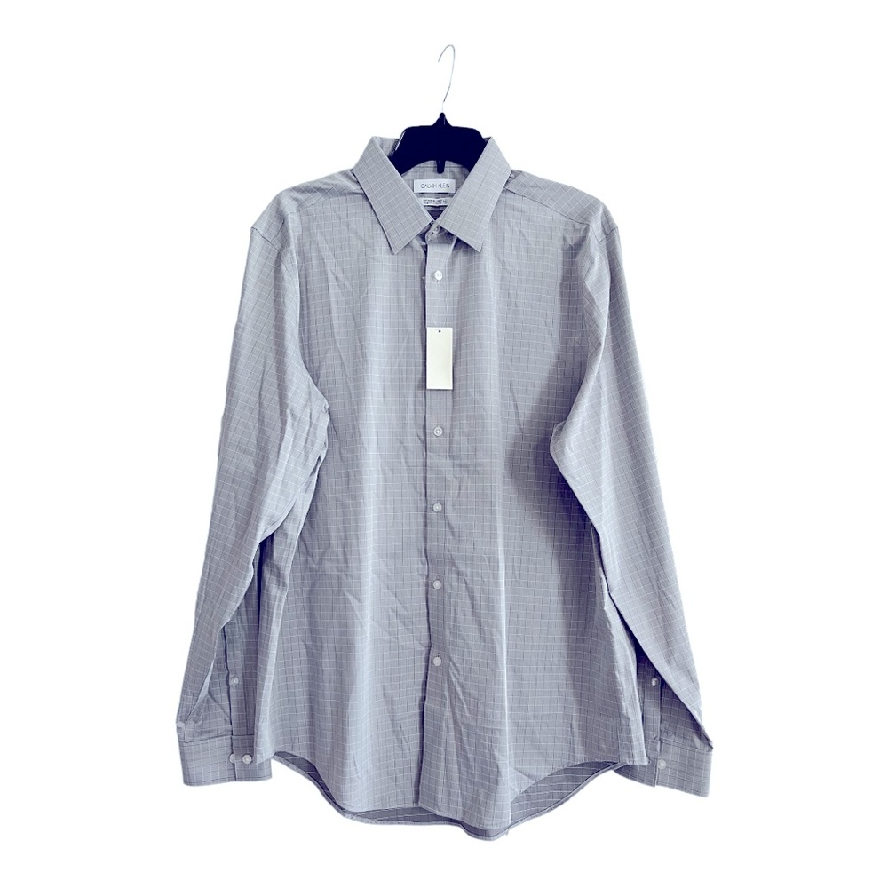 Calvin Klein Slim Fit Dress Shirt Stretch in Grey Size 16.5 (34/35) NWT - Picture 2 of 11